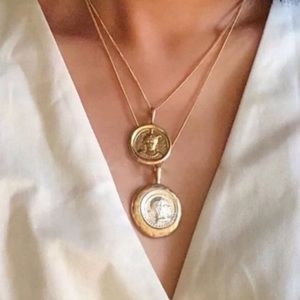 18K Gold Double Coin Necklace